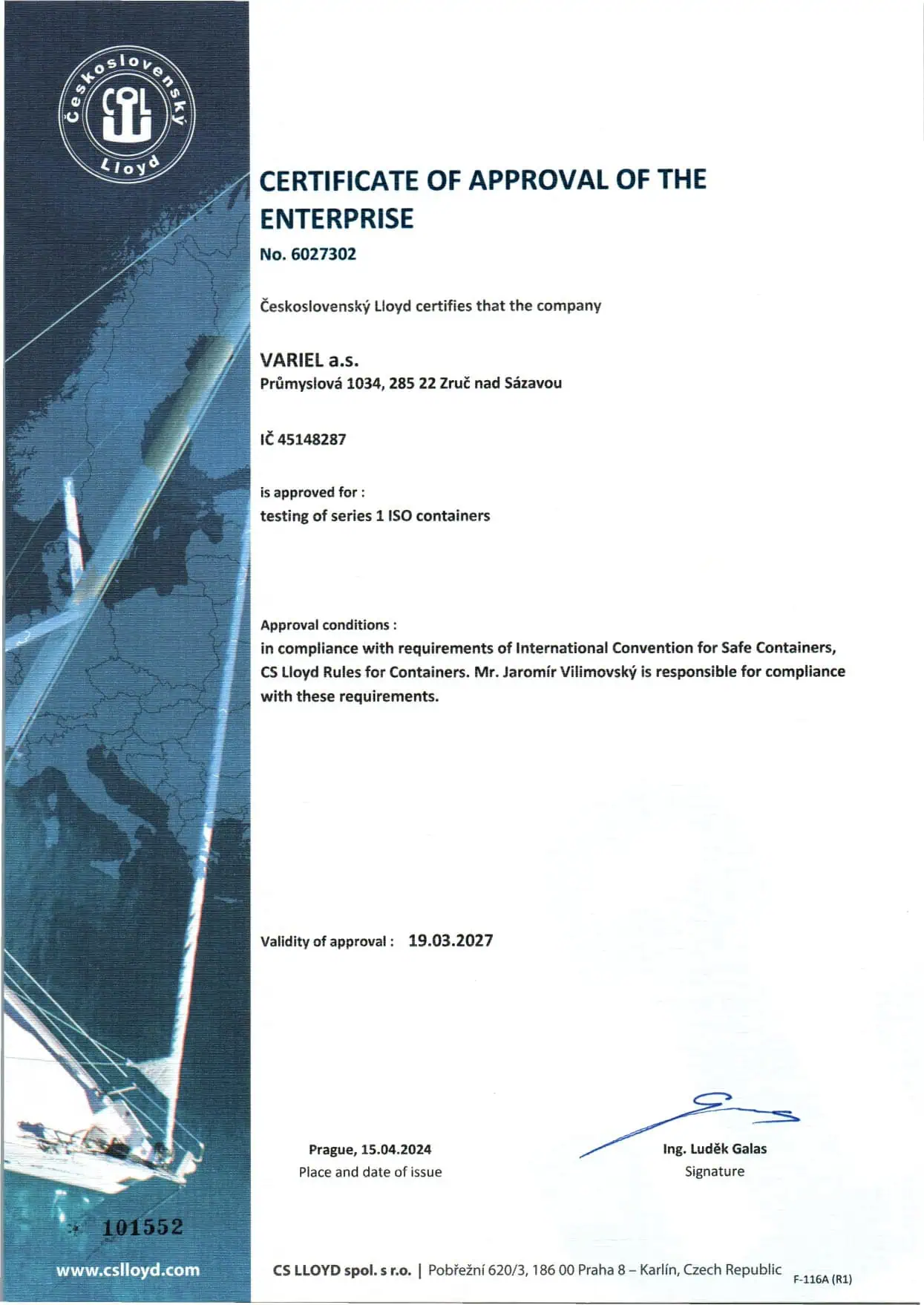 Aprobace_VARIEL - Zkušebna_Osvědčení 2024_CZ