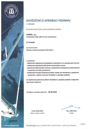 Osvědčení o aprobaci podniku - výroba a opravy ktn_CZ-1